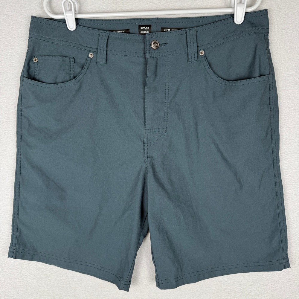 Prana Brion Short II Mens 36 Blue Gray Standard Fit Nylon Hiking 1969731